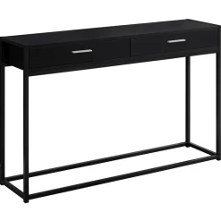 Accent Table, Console, Entryway, Narrow, Sofa, Storage Drawer, Living Room, Bedroom, Black Laminate, Black Metal, Contemporary, Modern