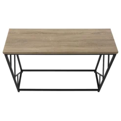 Accent Table, Console, Entryway, Narrow, Sofa, Living Room, Bedroom, Brown Laminate, Black Metal, Contemporary, Modern
