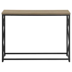 Accent Table, Console, Entryway, Narrow, Sofa, Living Room, Bedroom, Brown Laminate, Black Metal, Contemporary, Modern