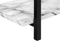Accent Table, Console, Entryway, Narrow, Sofa, Living Room, Bedroom, White Marble Look Laminate, Black Metal, Contemporary, Modern