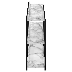 Accent Table, Console, Entryway, Narrow, Sofa, Living Room, Bedroom, White Marble Look Laminate, Black Metal, Contemporary, Modern
