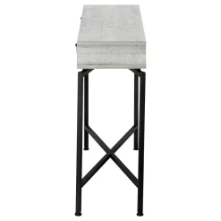 Accent Table, Console, Entryway, Narrow, Sofa, Storage Drawer, Living Room, Bedroom, Grey Laminate, Black Metal, Contemporary, Modern