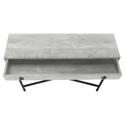 Accent Table, Console, Entryway, Narrow, Sofa, Storage Drawer, Living Room, Bedroom, Grey Laminate, Black Metal, Contemporary, Modern
