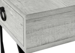 Accent Table, Console, Entryway, Narrow, Sofa, Storage Drawer, Living Room, Bedroom, Grey Laminate, Black Metal, Contemporary, Modern