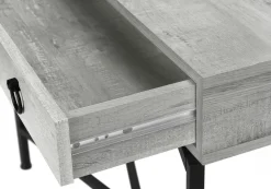 Accent Table, Console, Entryway, Narrow, Sofa, Storage Drawer, Living Room, Bedroom, Grey Laminate, Black Metal, Contemporary, Modern