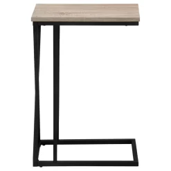 Accent Table, C-shaped, End, Side, Snack, Living Room, Bedroom, Brown Laminate, Black Metal, Contemporary, Modern