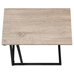 Accent Table, C-shaped, End, Side, Snack, Living Room, Bedroom, Brown Laminate, Black Metal, Contemporary, Modern