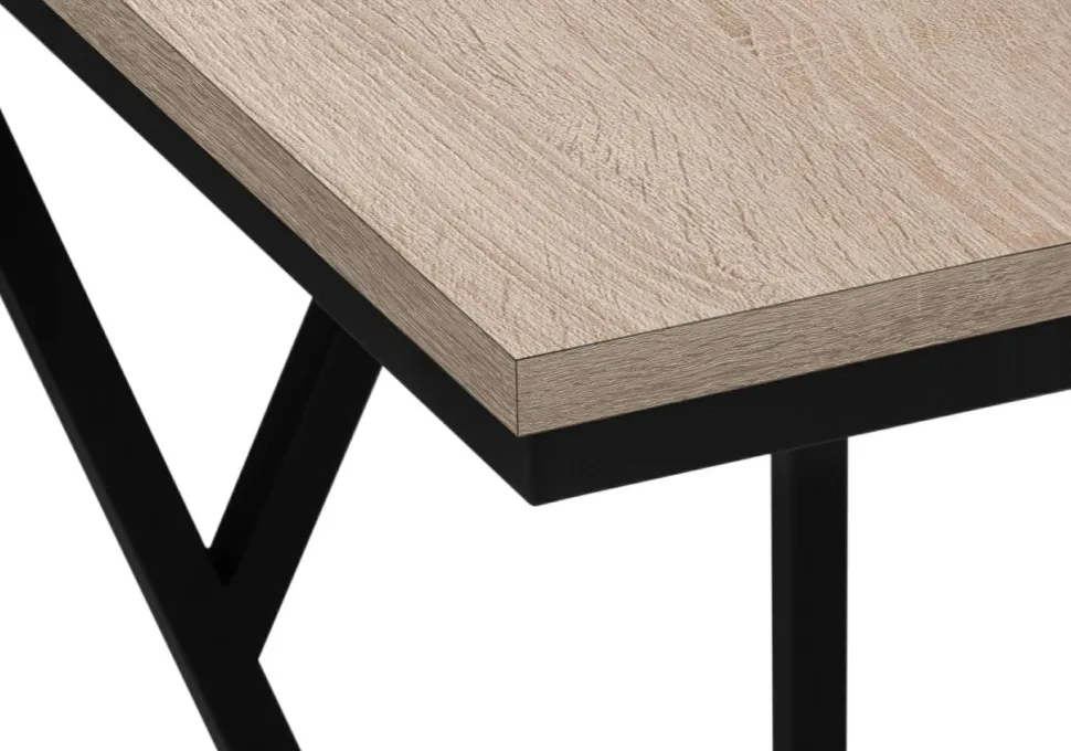 Accent Table, C-shaped, End, Side, Snack, Living Room, Bedroom, Brown Laminate, Black Metal, Contemporary, Modern