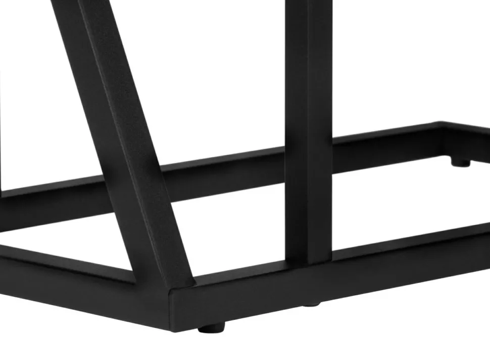 Accent Table, C-shaped, End, Side, Snack, Living Room, Bedroom, Brown Laminate, Black Metal, Contemporary, Modern