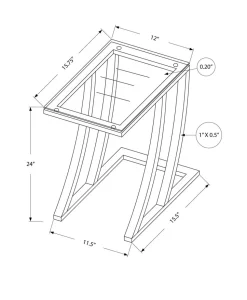 Accent Table, C-shaped, End, Side, Snack, Living Room, Bedroom, Tempered Glass, Black Metal, Contemporary, Modern