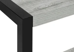 Accent Table, Side, End, Narrow, Small, 2 Tier, Living Room, Bedroom, Grey Laminate, Black Metal, Contemporary, Modern