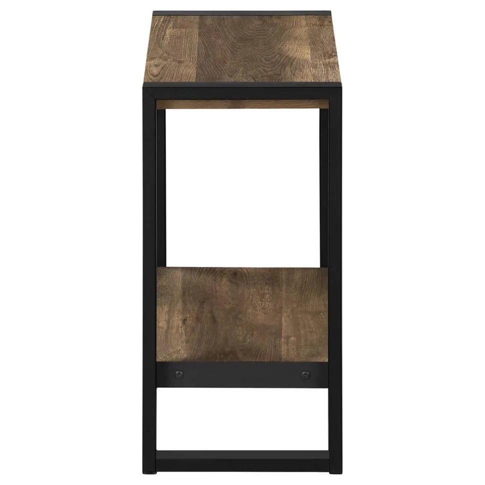 Accent Table, Side, End, Nightstand, Lamp, Living Room, Bedroom, Brown Laminate, Black Metal, Industrial