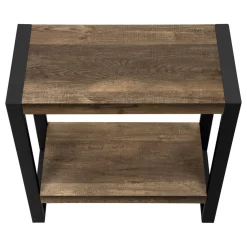 Accent Table, Side, End, Nightstand, Lamp, Living Room, Bedroom, Brown Laminate, Black Metal, Industrial