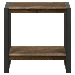 Accent Table, Side, End, Nightstand, Lamp, Living Room, Bedroom, Brown Laminate, Black Metal, Industrial