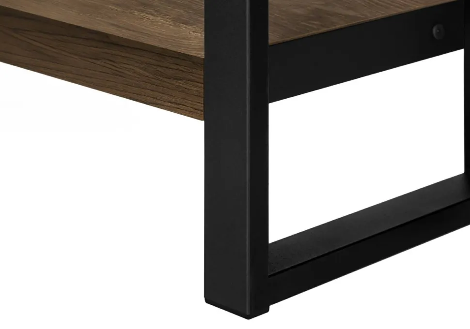Accent Table, Side, End, Nightstand, Lamp, Living Room, Bedroom, Brown Laminate, Black Metal, Industrial