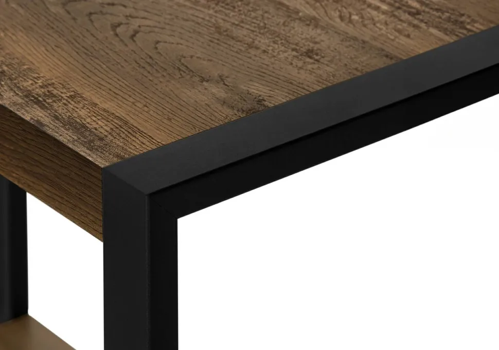 Accent Table, Side, End, Nightstand, Lamp, Living Room, Bedroom, Brown Laminate, Black Metal, Industrial