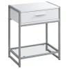 Accent Table, Side, End, Nightstand, Lamp, Storage Drawer, Living Room, Bedroom, White Laminate, Grey Metal, Contemporary, Modern