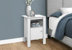 Accent Table, Side, End, Nightstand, Lamp, Storage, Living Room, Bedroom, White Laminate, Transitional