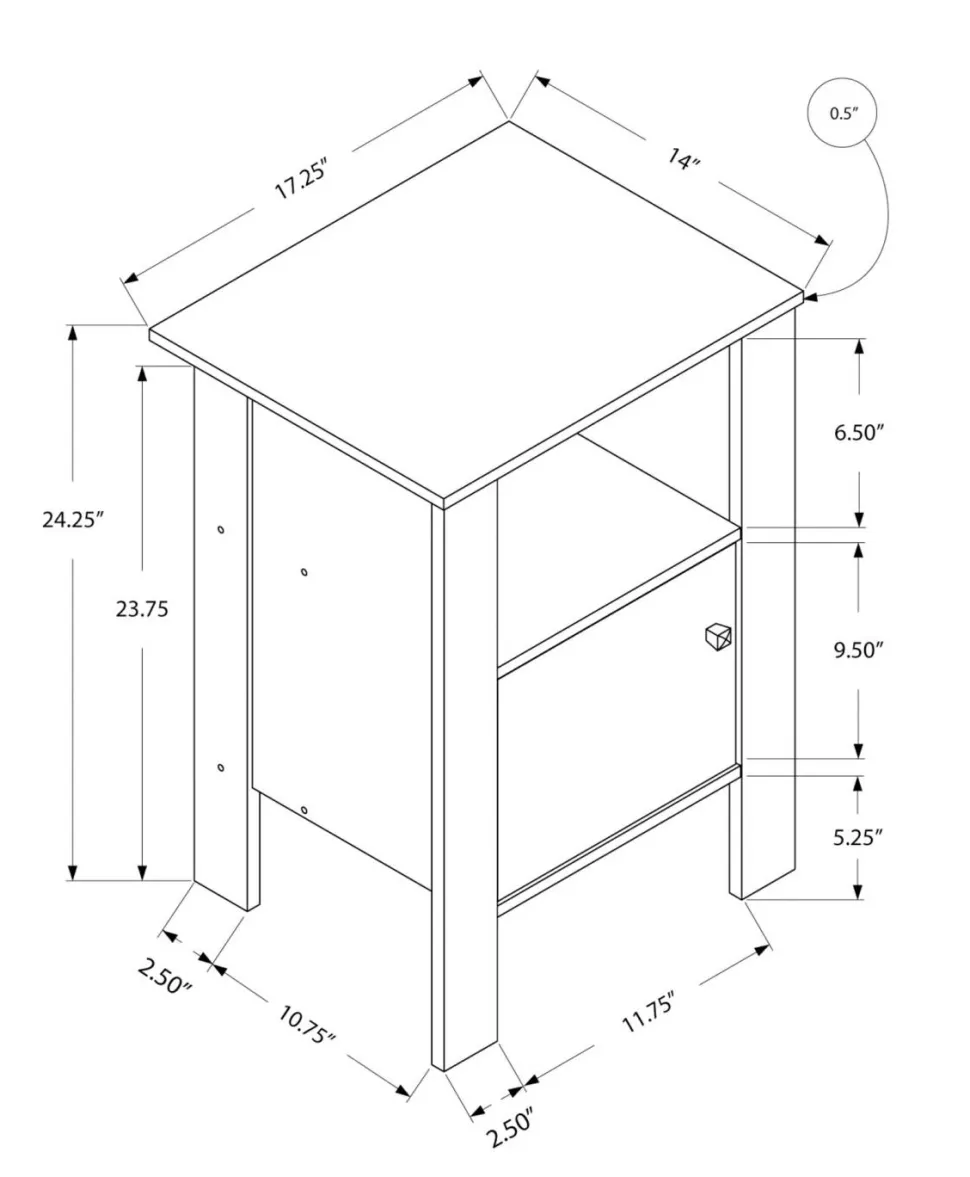 Accent Table, Side, End, Nightstand, Lamp, Storage, Living Room, Bedroom, White Laminate, Transitional