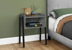 Accent Table, Side, End, Nightstand, Lamp, Living Room, Bedroom, Grey Laminate, Black Metal, Contemporary, Modern