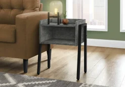 Accent Table, Side, End, Nightstand, Lamp, Living Room, Bedroom, Grey Laminate, Black Metal, Contemporary, Modern