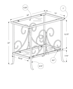Accent Table, Side, End, Nightstand, Lamp, Living Room, Bedroom, Clear Tempered Glass, Grey Metal, Traditional