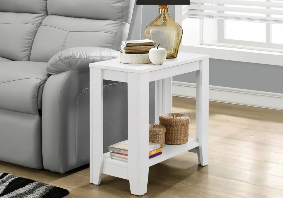 Accent Table, Side, End, Nightstand, Lamp, Living Room, Bedroom, White Laminate, Transitional