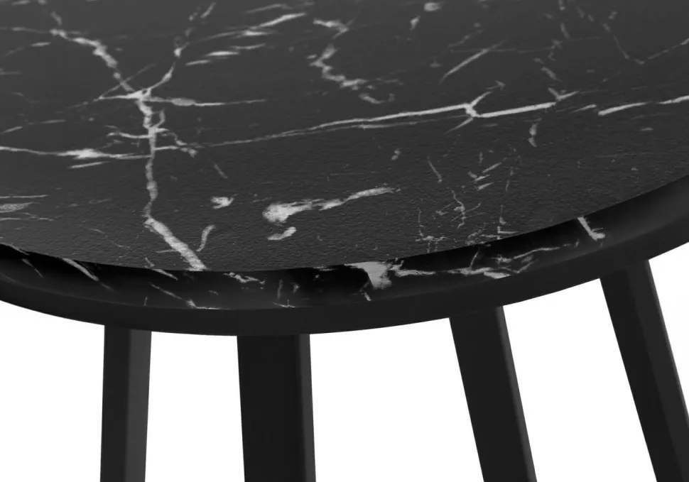 Accent Table, Side, Round, End, Nightstand, Lamp, Living Room, Bedroom, Black Marble Look Laminate, Black Metal, Contemporary, Modern