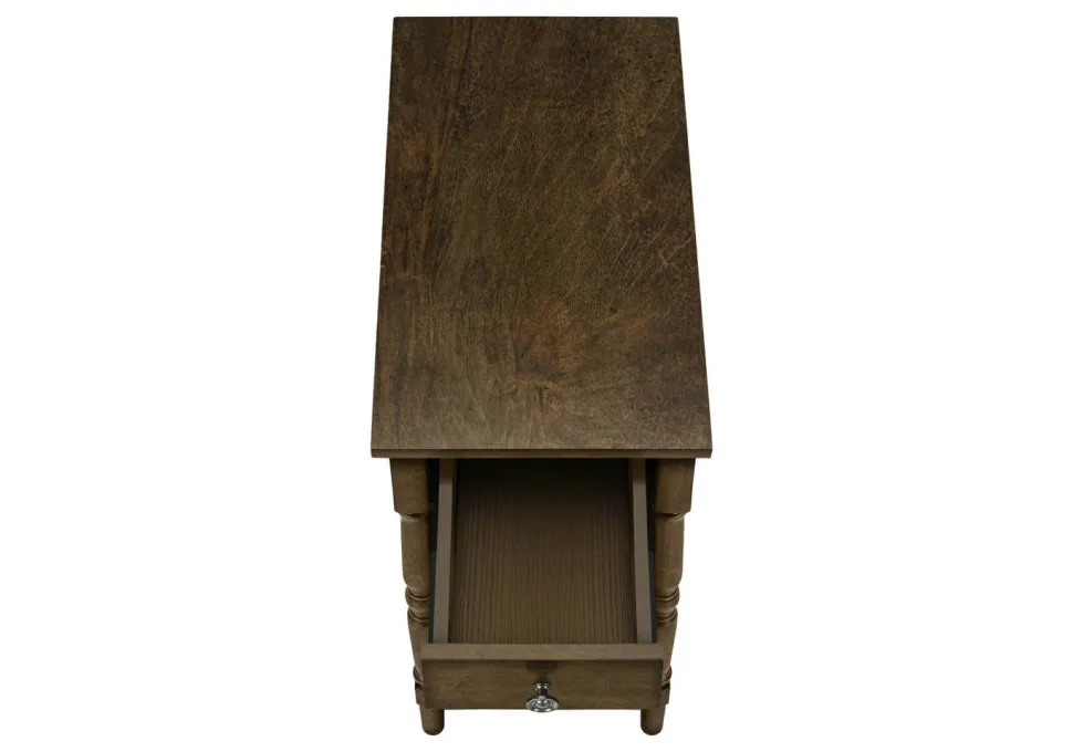 Accent Table, 2 Tier, End, Side Table, Nightstand, Bedroom, Narrow, Lamp, Storage Drawer, Brown Veneer, Traditional