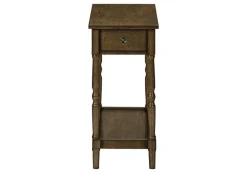 Accent Table, 2 Tier, End, Side Table, Nightstand, Bedroom, Narrow, Lamp, Storage Drawer, Brown Veneer, Traditional
