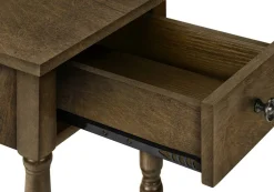 Accent Table, 2 Tier, End, Side Table, Nightstand, Bedroom, Narrow, Lamp, Storage Drawer, Brown Veneer, Traditional