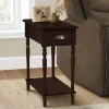Accent Table, 2 Tier, Side Table, End, Narrow, Nightstand, Bedroom, Lamp, Storage Drawer, Brown Veneer, Traditional