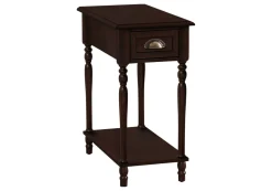 Accent Table, 2 Tier, Side Table, End, Narrow, Nightstand, Bedroom, Lamp, Storage Drawer, Brown Veneer, Traditional