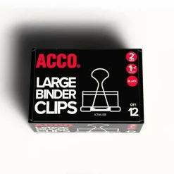 ACCO Binder Clips, Large, Black, Box Of 12