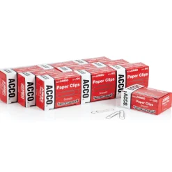 ACCO Paper Clips, Jumbo, Smooth, Silver, 20-Sheet Capacity, 100 Clips/Box, 10 Boxes/Pack
