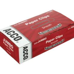 ACCO Paper Clips, Jumbo, Smooth, Silver, 20-Sheet Capacity, 100 Clips/Box, 10 Boxes/Pack