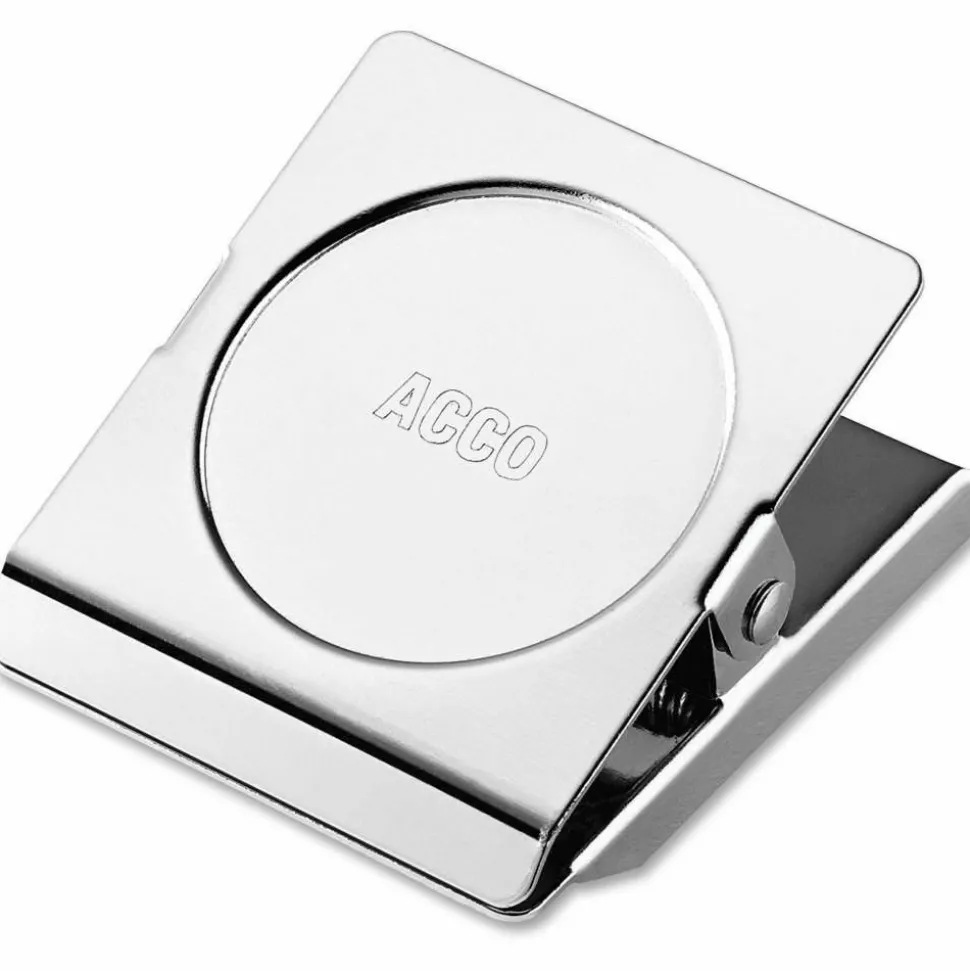 ACCO Square Magnetic Clip, 2 1/4", Silver, 12 / Box