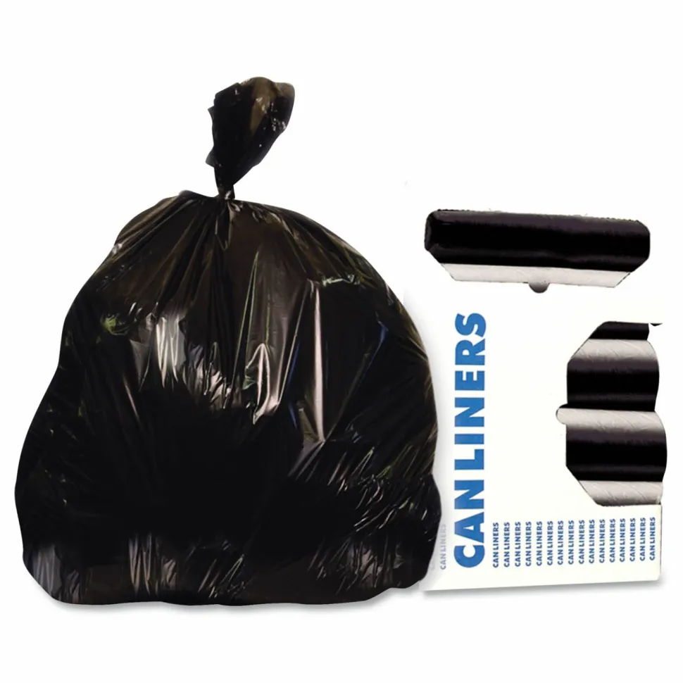 AccuFit Linear Low Density Can Liners with AccuFit Sizing, 16 gal, 1 mil, 24" x 32", Black, Flat Pack, 250/Carton