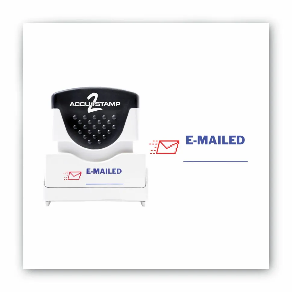 AccuStamp2 Pre-Inked Message Stamp, "Emailed", Red/Blue