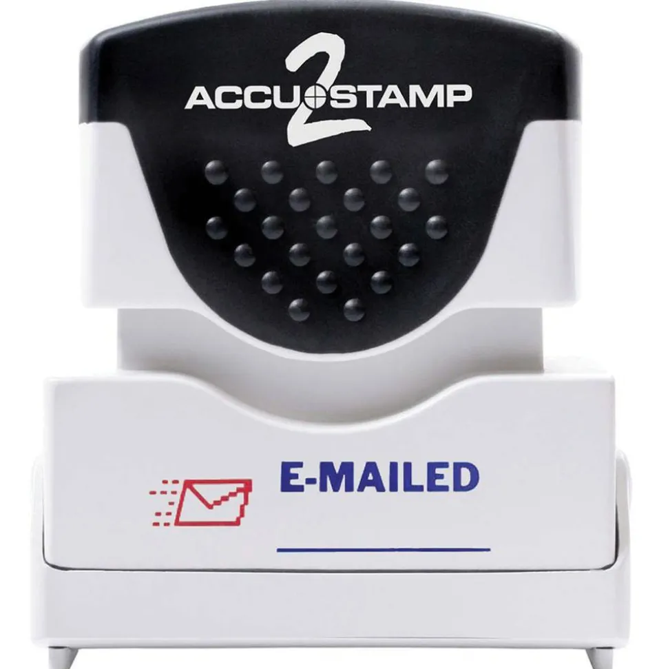 AccuStamp2 Pre-Inked Message Stamp, "Emailed", Red/Blue