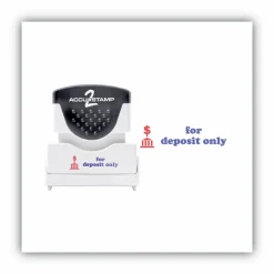 ACCUSTAMP2 Pre-Inked Shutter Stamp, Red/Blue, FOR DEPOSIT ONLY, 1.63 x 0.5