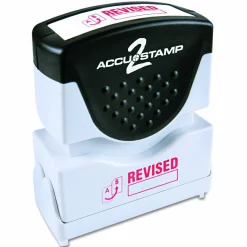 ACCUSTAMP2 Pre-Inked Shutter Stamp, Red, REVISED, 1.63 x 0.5
