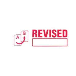 ACCUSTAMP2 Pre-Inked Shutter Stamp, Red, REVISED, 1.63 x 0.5
