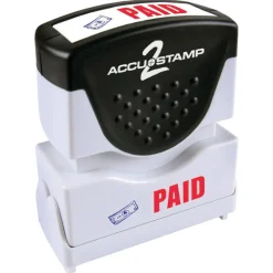 AccuStamp Pre-Ink Message Stamp, "Paid", Blue/Red