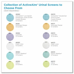 ActiveAire Low Splash Deodorizer Urinal Screen, Coastal Breeze, Pack Of 12