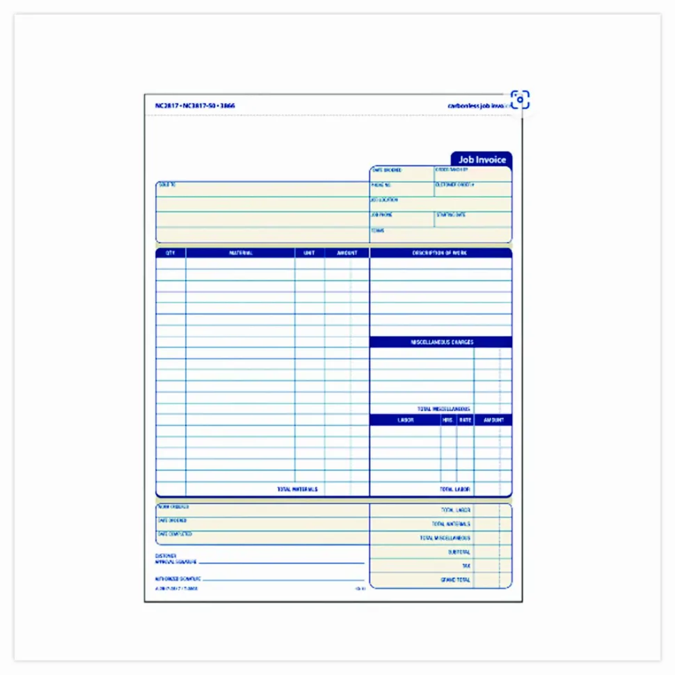 Adams Carbonless Contractor's Invoices, 2-Part, 100 Sets
