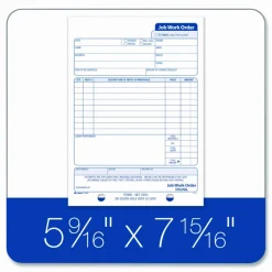 Adams Carbonless Job Work Order Book, 5 9/16