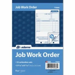 Adams Carbonless Job Work Order Book, 5 9/16