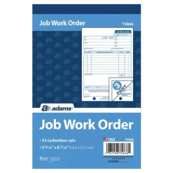 Adams Carbonless Job Work Order Book, 5 9/16