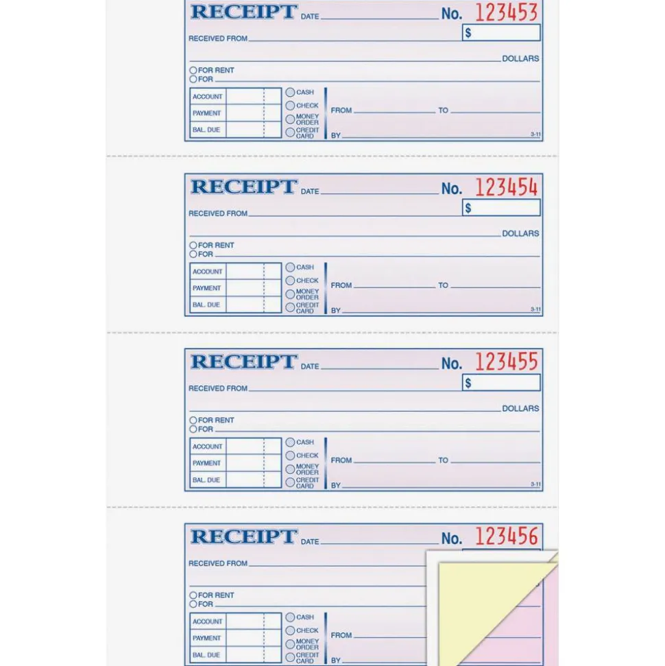 Adams Carbonless Money/Rent Receipt Book, 3-Part, 7 5/8" x 11", Book Of 100 Sets